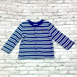 Polo Ralph Lauren Reversible Baby Jacket 18M Blue Stripe Snap Cardigan Preppy